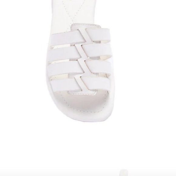 !! NEW !! Soft Vegan Leather Caged Slide Sandals in White - Picture 8 of 9